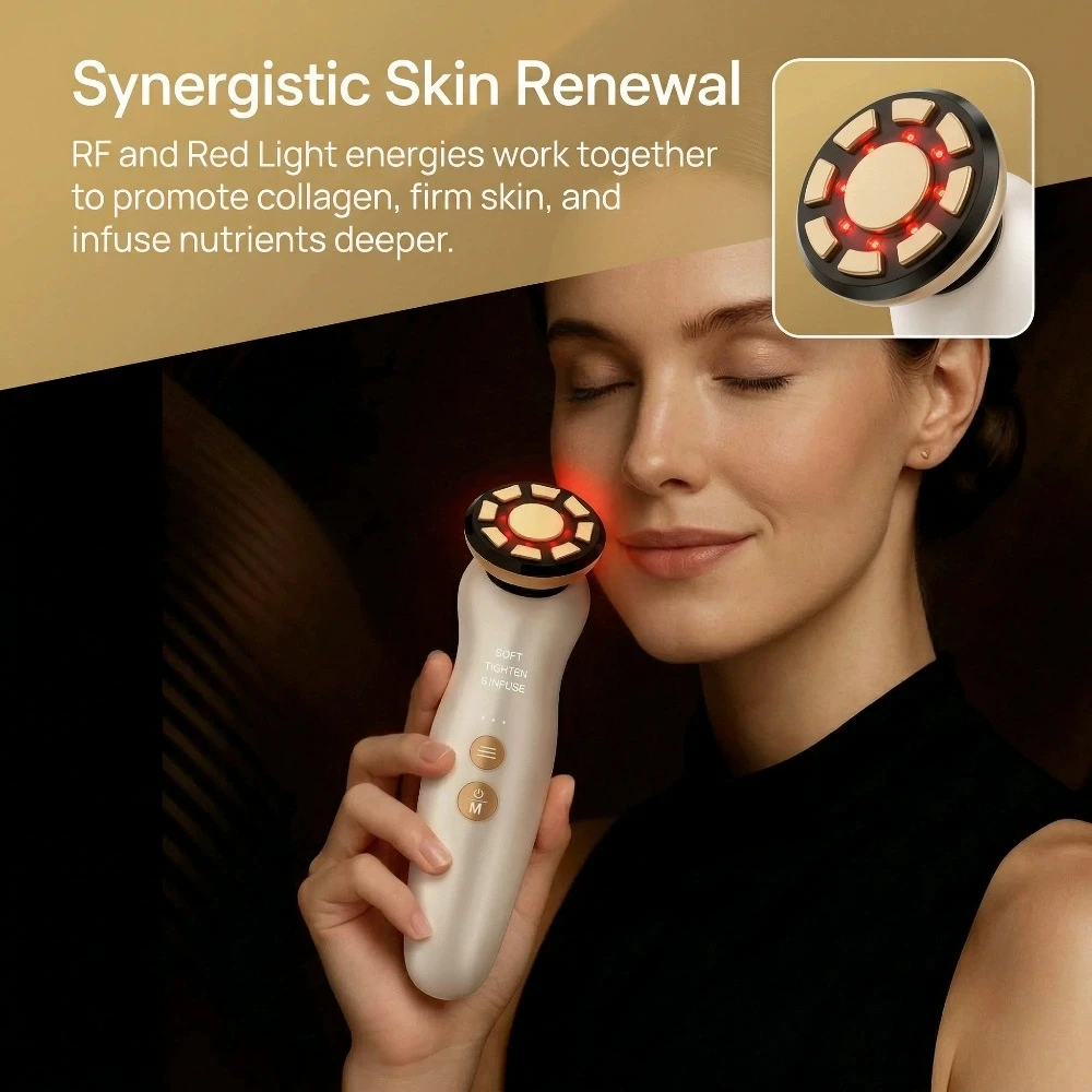 Massageador facial rf, terapia - Skincare Glowing avaliação e preço